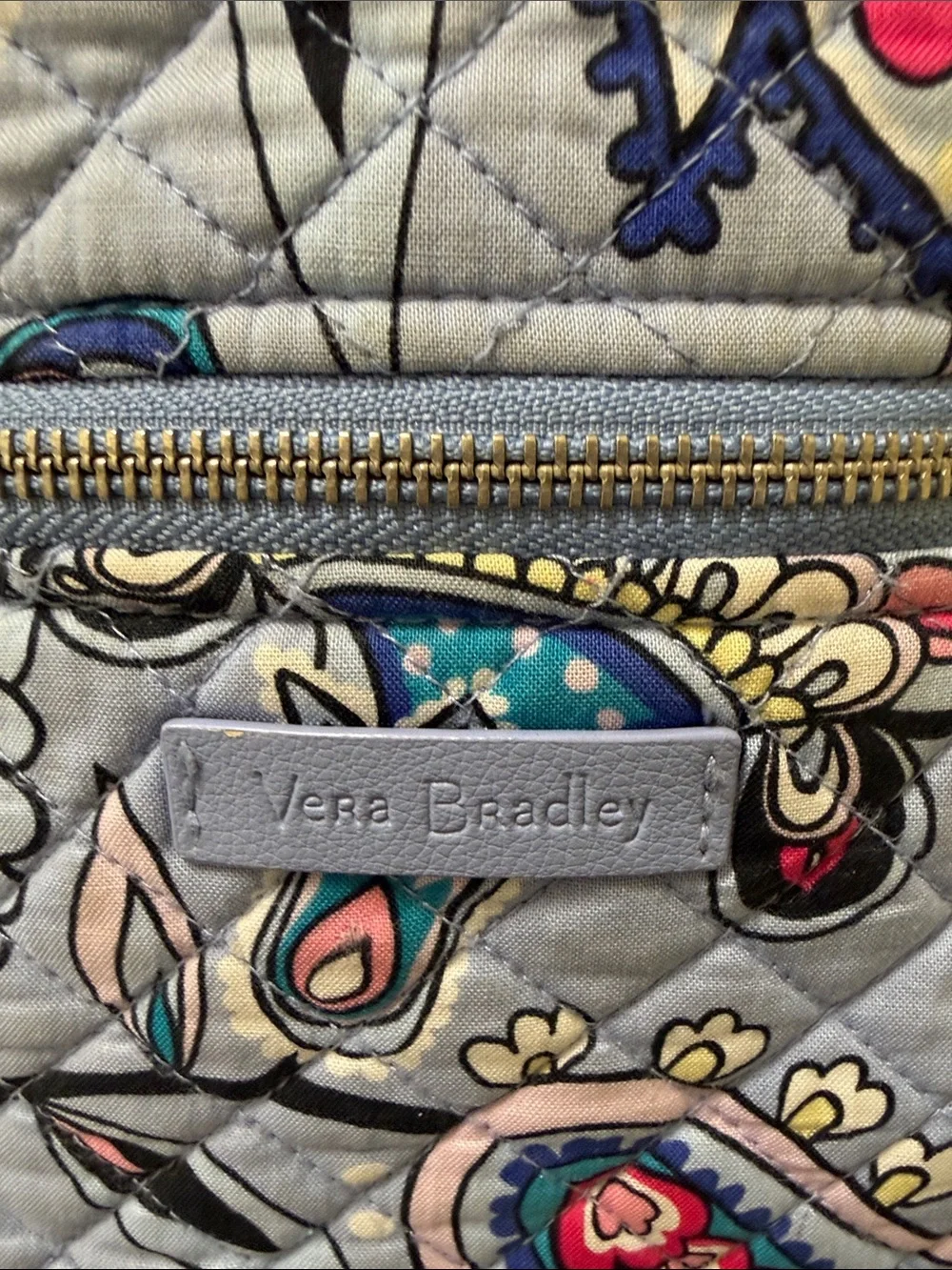 Vera Bradley Quilted Paisley Backpack in Light Gray Multi